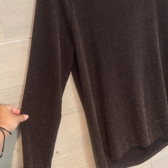 Michael Kors Shimmering Brown Long Sleeve Top - Picture 3 of 12